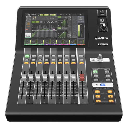 Mezcladora digital para grabación o en vivo 16 x 8 pantalla tactil 9" con puertos Dante incorporado DM3