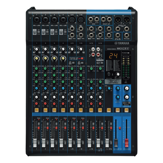 Mezcladora de Audio | 12 Canales | 6 Entradas de Micrófono/línea | 2 Entradas Estéreo | Efectos Integrados | Alimentación Phantom | USB MG12XU