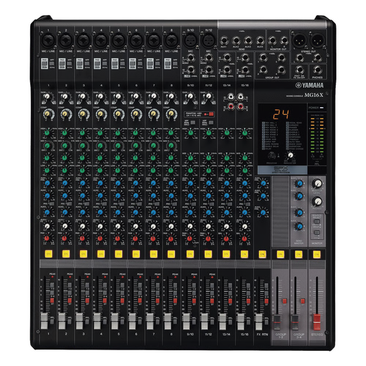 Mezcladora de Audio | 16 Canales | 10 Entradas de Micrófono | Entradas de Línea | Efectos | (MG16X) MG16XCV