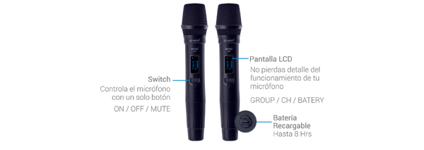 MICROFONO INALAMBRICO DOBLE UHF KD332