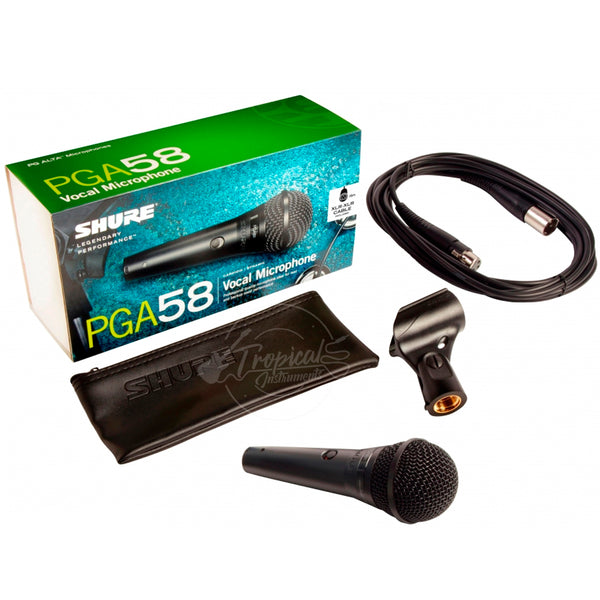 Micrófono Shure  Vocal Dinámico Cardioide + Cable XLR  PGA58