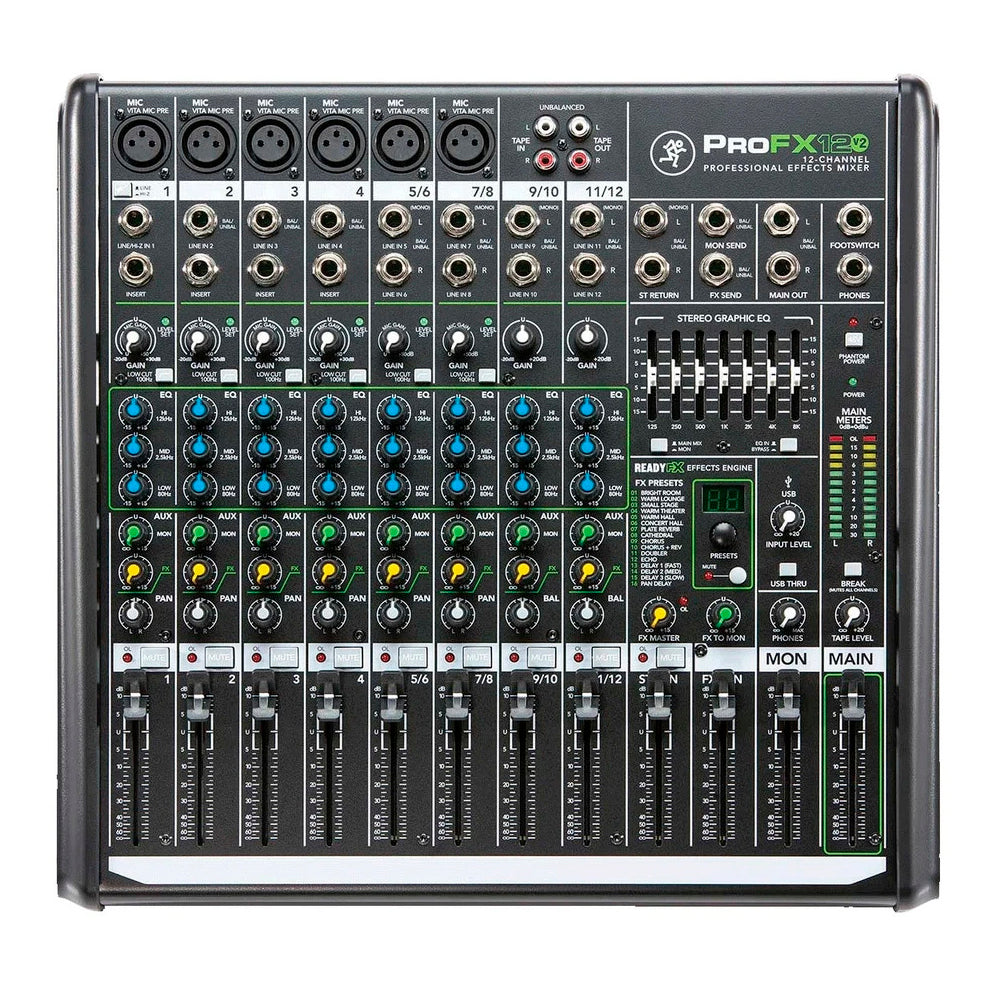 Mezcladora Mackie Profesional 12 Canales C/Efectos Y Usb,Profx12V2