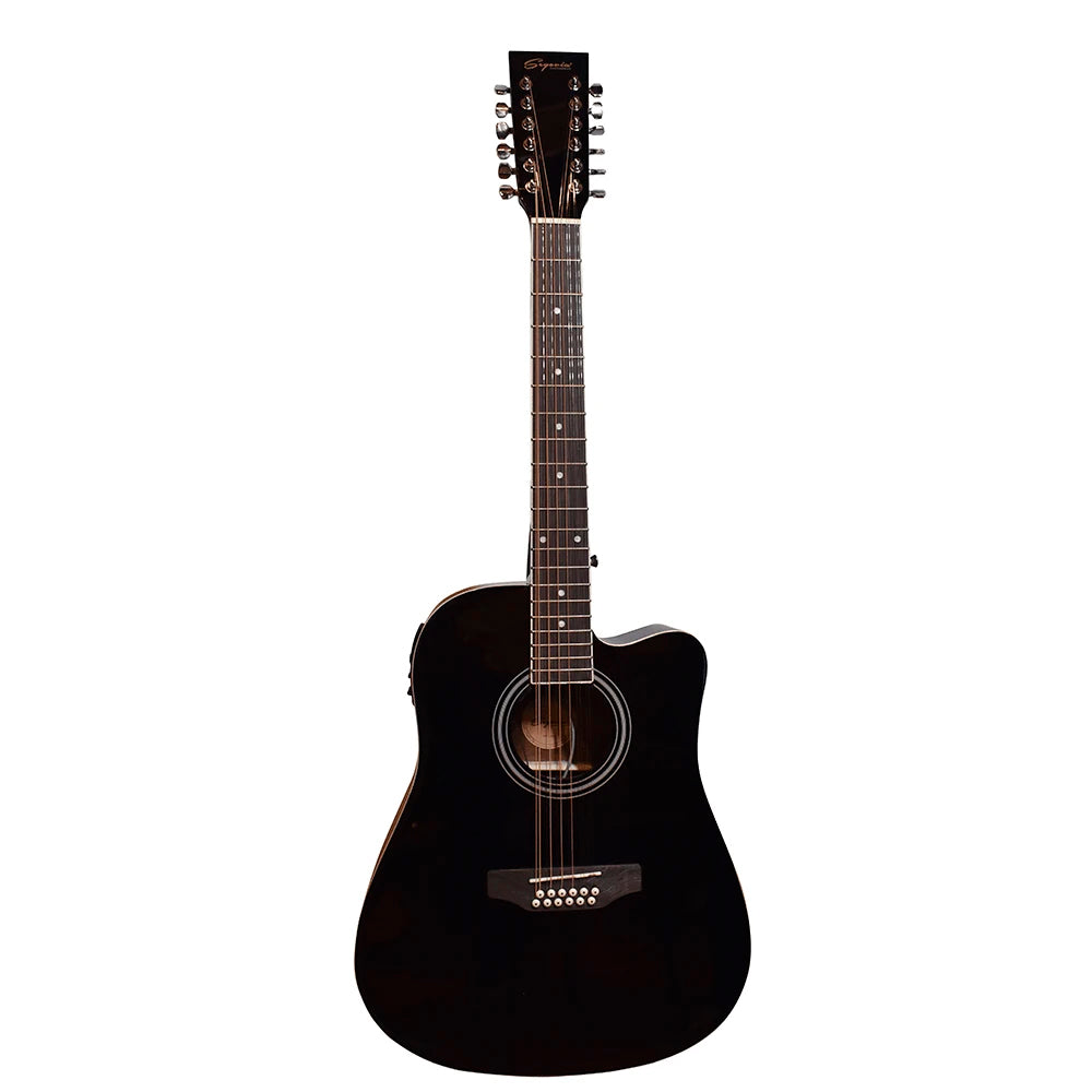 Guitarra Electroacústica Negra con afinador 12 cuerdas Segovia SGC12CBKA