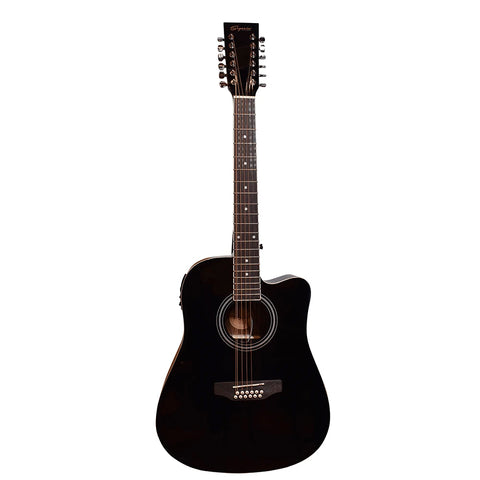 Guitarra Electroacústica Negra con afinador 12 cuerdas Segovia SGC12CBKA
